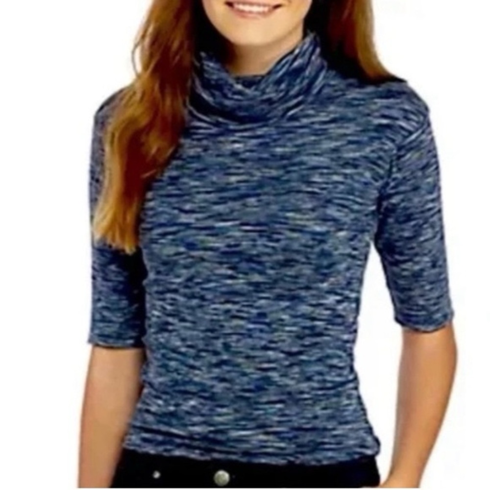 Free People Sunshine Space Dye Elbow Sleeves Turtleneck Top